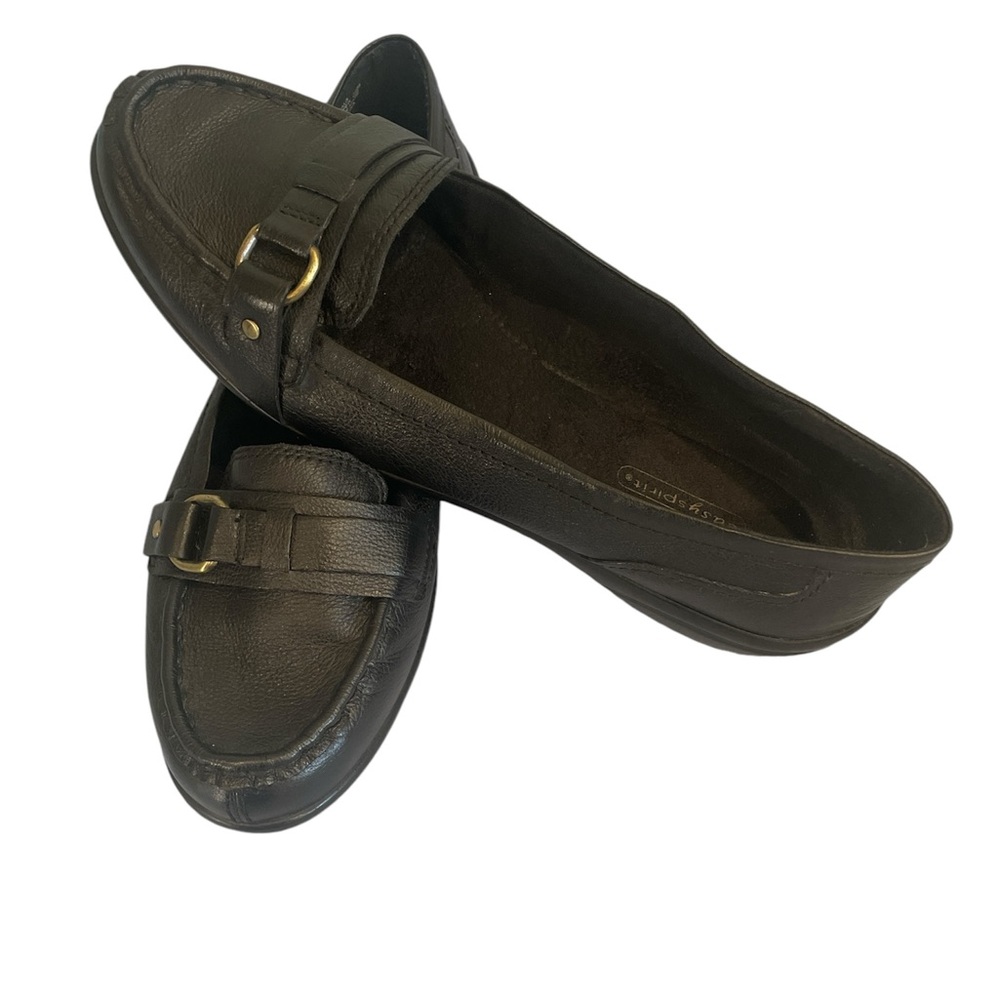 Easy Spirit Womens Black Leather Loafers Shoes Size 9.5 .